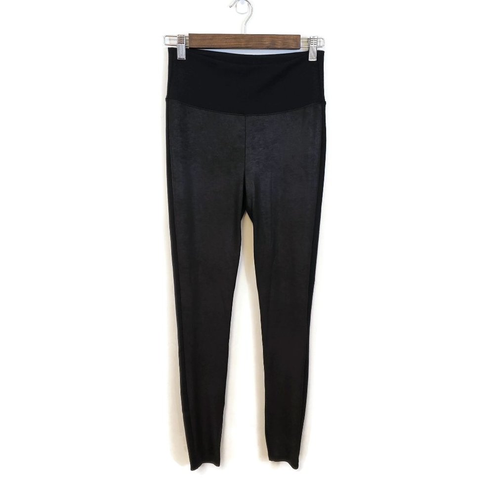 Red Hot by Spanx Womens Black Faux Leather Contrast Leggings Size M High Waist